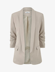 Blazer liso de manga fruncida - Beige