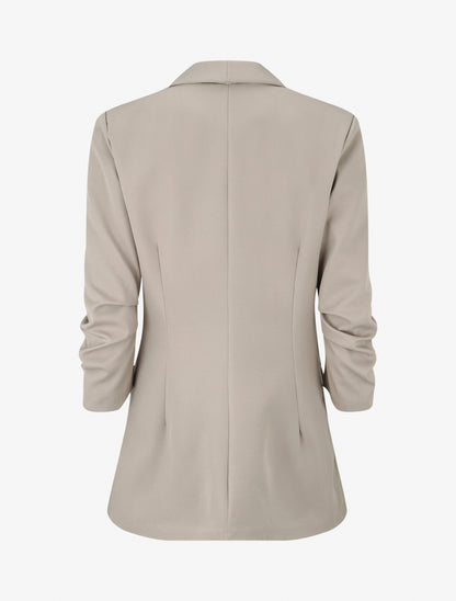 Blazer liso de manga fruncida - Beige