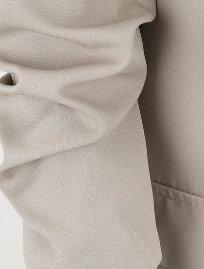 Blazer liso de manga fruncida - Beige