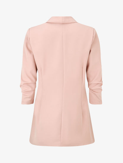 Blazer uni à manches froncées - Rose - 2