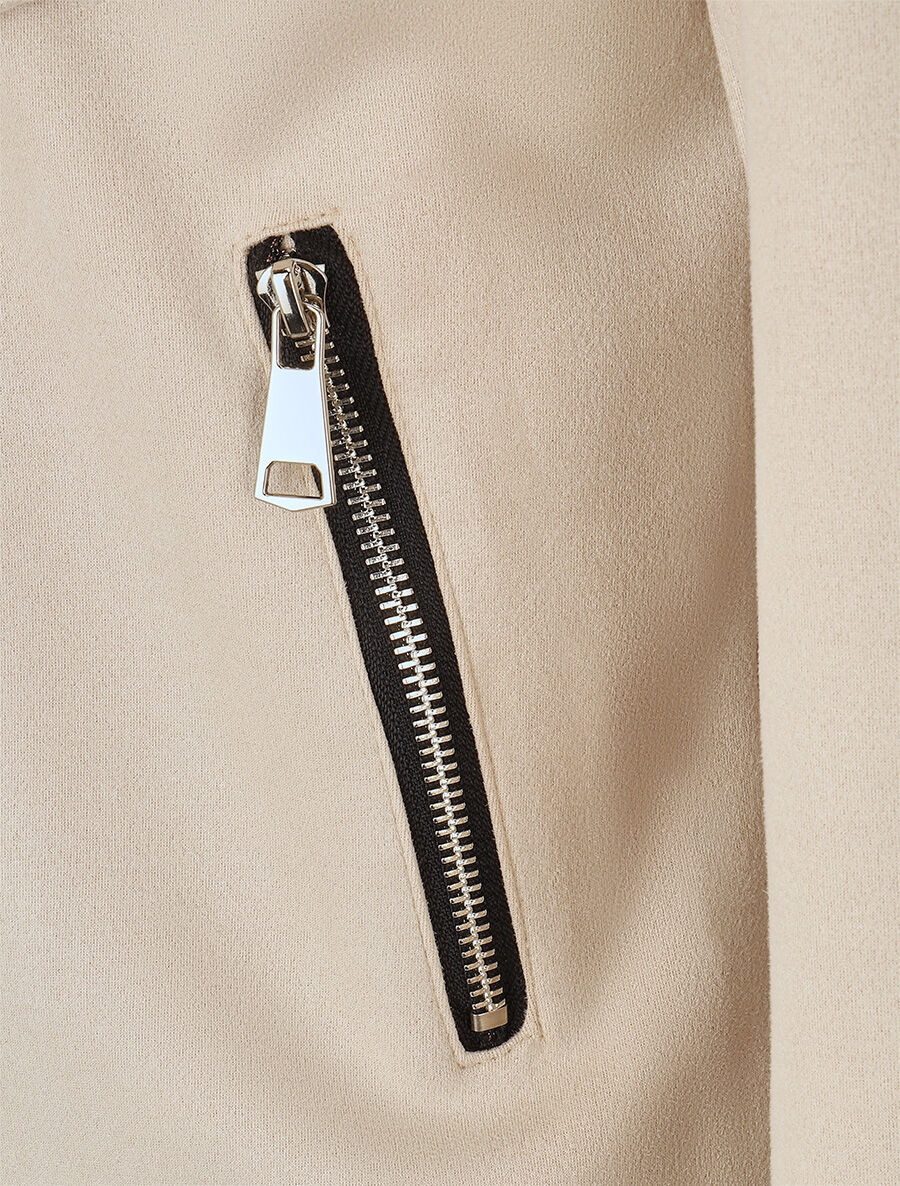 Veste en suédine à col châle - Beige - 3