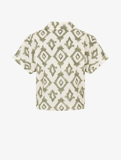 Chemise manches courtes imprimé graphique - Kaki - 2