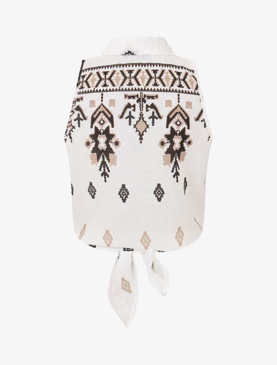 Chemise sans manches imprimé graphique - Blanc - 2