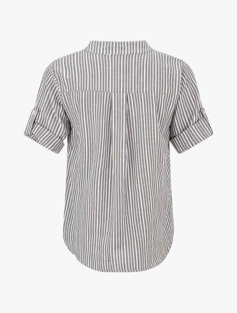 Chemise manches 3/4 à rayures - Vert gris - 2