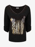 Pull fin à flocage irisé et manches retroussables - Noir - 4