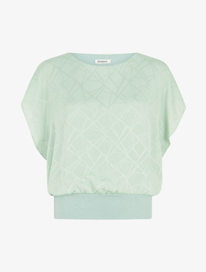 Top droit en voile à manches courtes - Vert pastel - 1