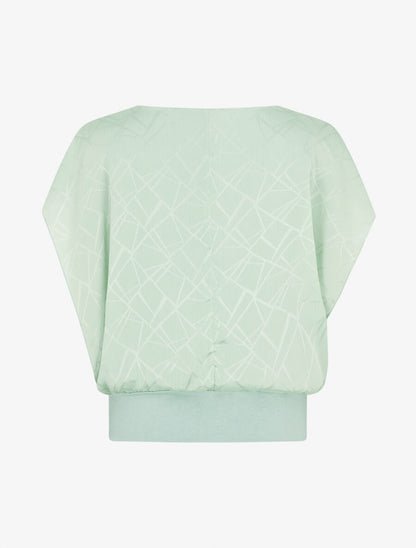 Top droit en voile à manches courtes - Vert pastel - 2