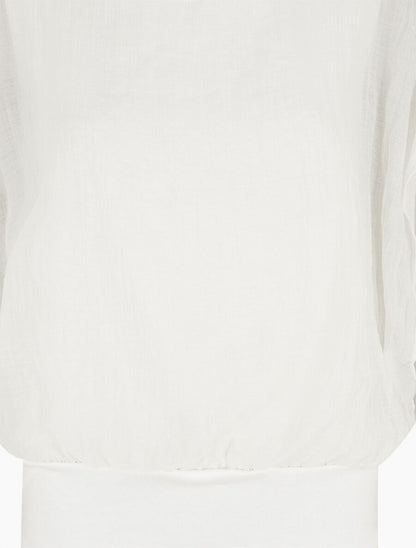 Top droit texturé manches courtes - Blanc - 3