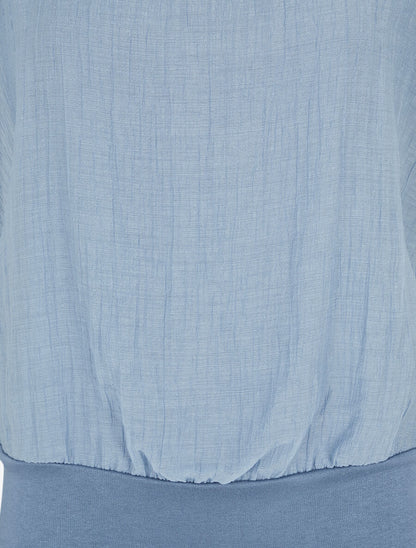 Top droit texturé manches courtes - Bleu clair - 3
