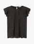 Blouse en voile transparente à manches volantées - Noir - 1