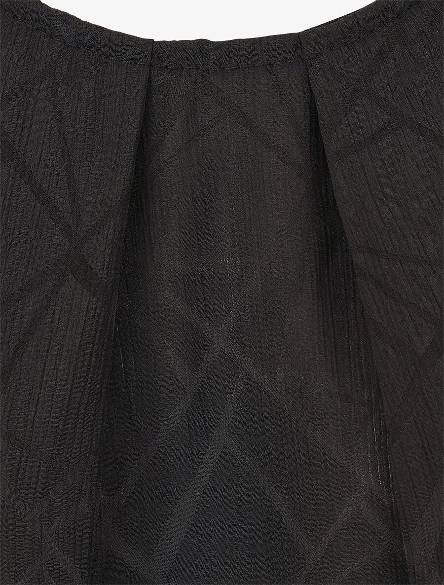 Blouse en voile transparente à manches volantées - Noir - 3