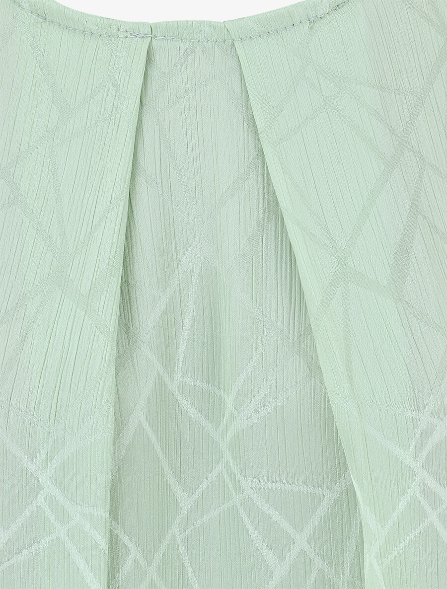 Blouse en voile transparente à manches volantées - Vert d&