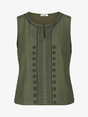 Top sans manches à imprimé style broderie - Kaki - 1
