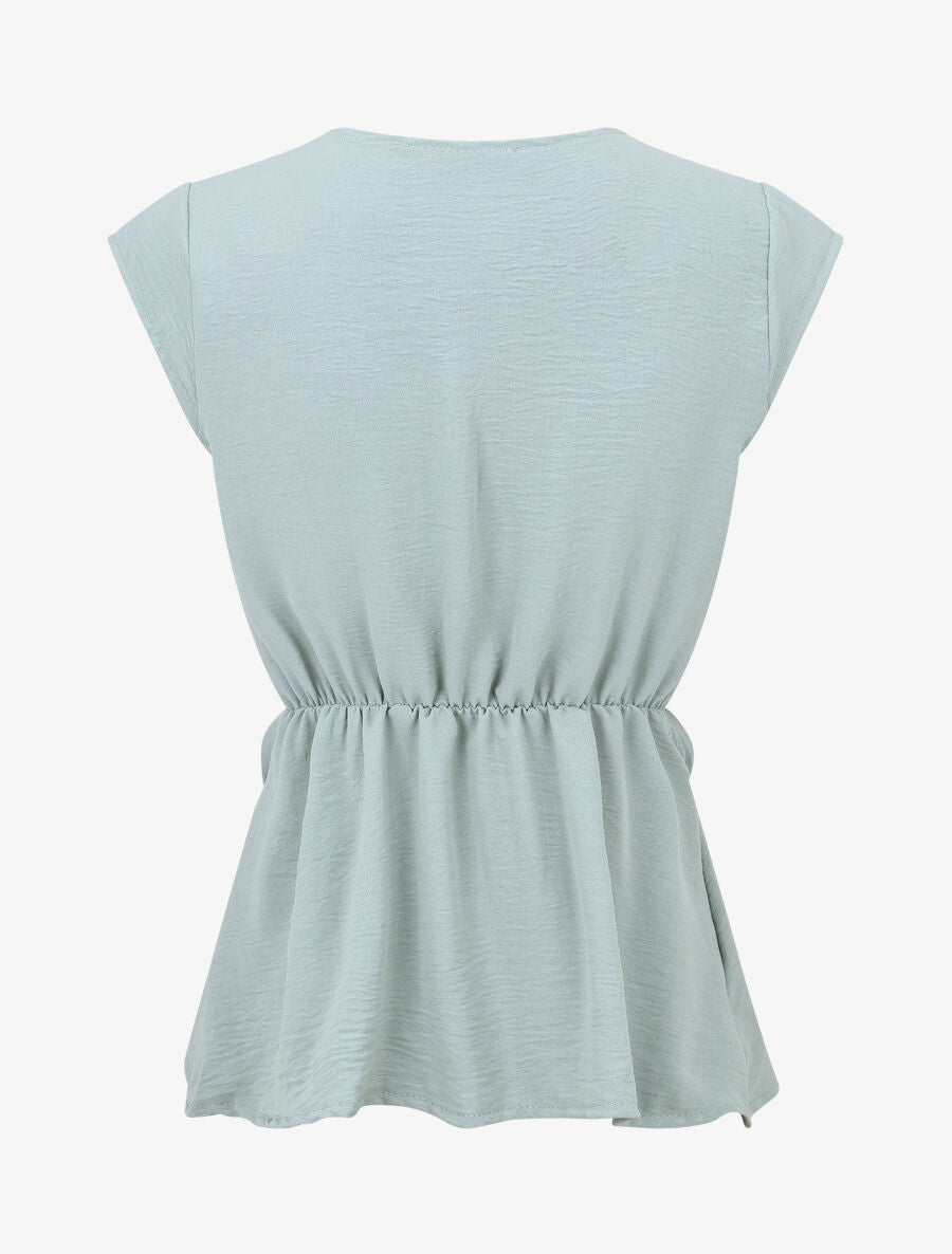 Top élastiqué et liens à nouer - Vert d&