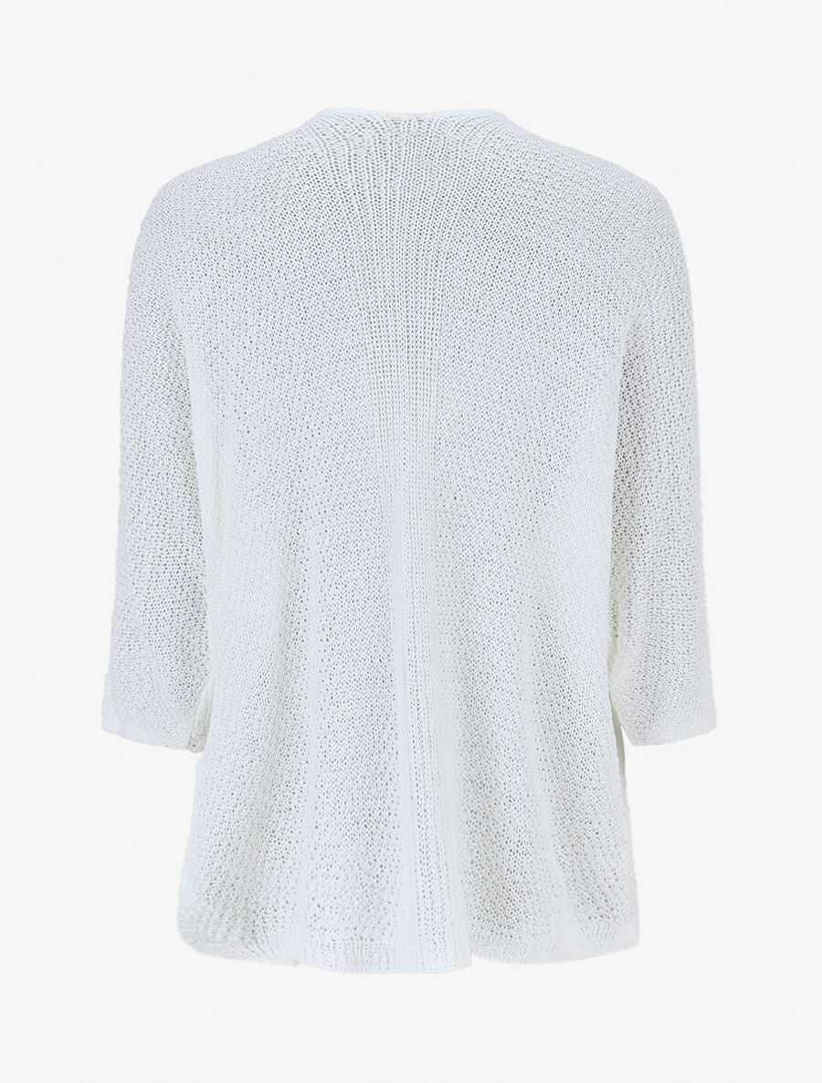 Gilet uni en maille ajourée - Blanc - 2