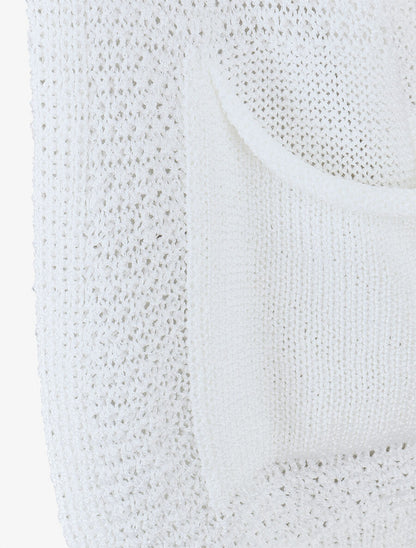 Gilet uni en maille ajourée - Blanc - 3