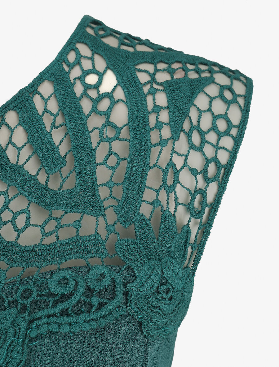 Robe moulante à buste dentelle - Vert - 3