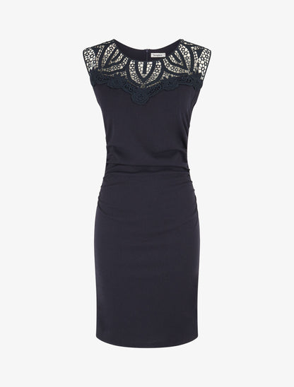 Robe moulante à buste dentelle - Marine - 4