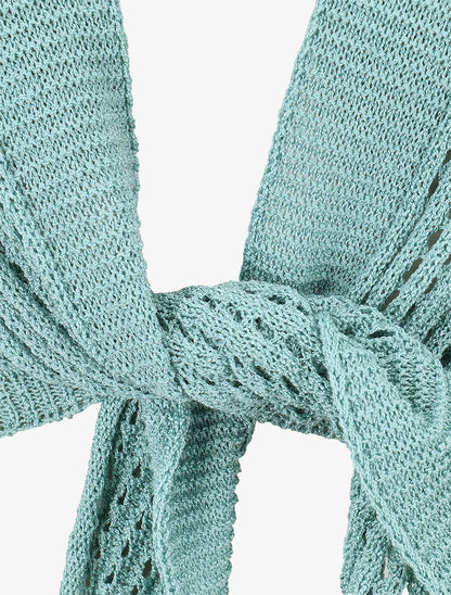Gilet ajouré à nouer - Turquoise - 3