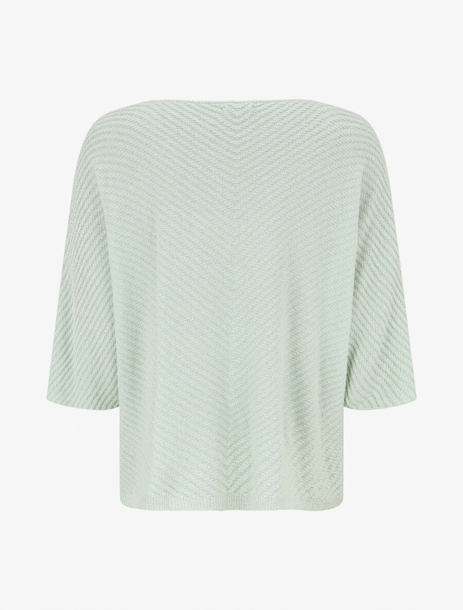Pull fin irisé à manches courtes - Vert d&