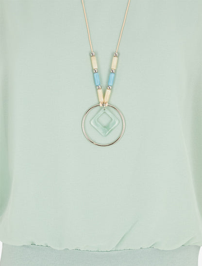 Top uni en voile à manches volantées - Vert d&