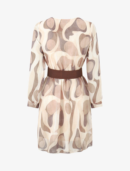 Robe patineuse imprimé rétro irisé - Beige - 2