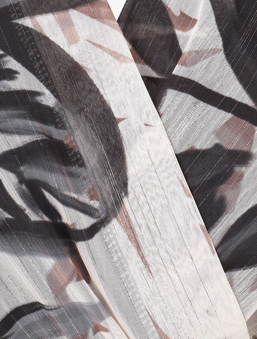 Robe courte sans manches imprimé feuilles irisé - Noir - 3