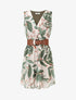 Robe courte sans manches imprimé feuilles irisé - Kaki - 1