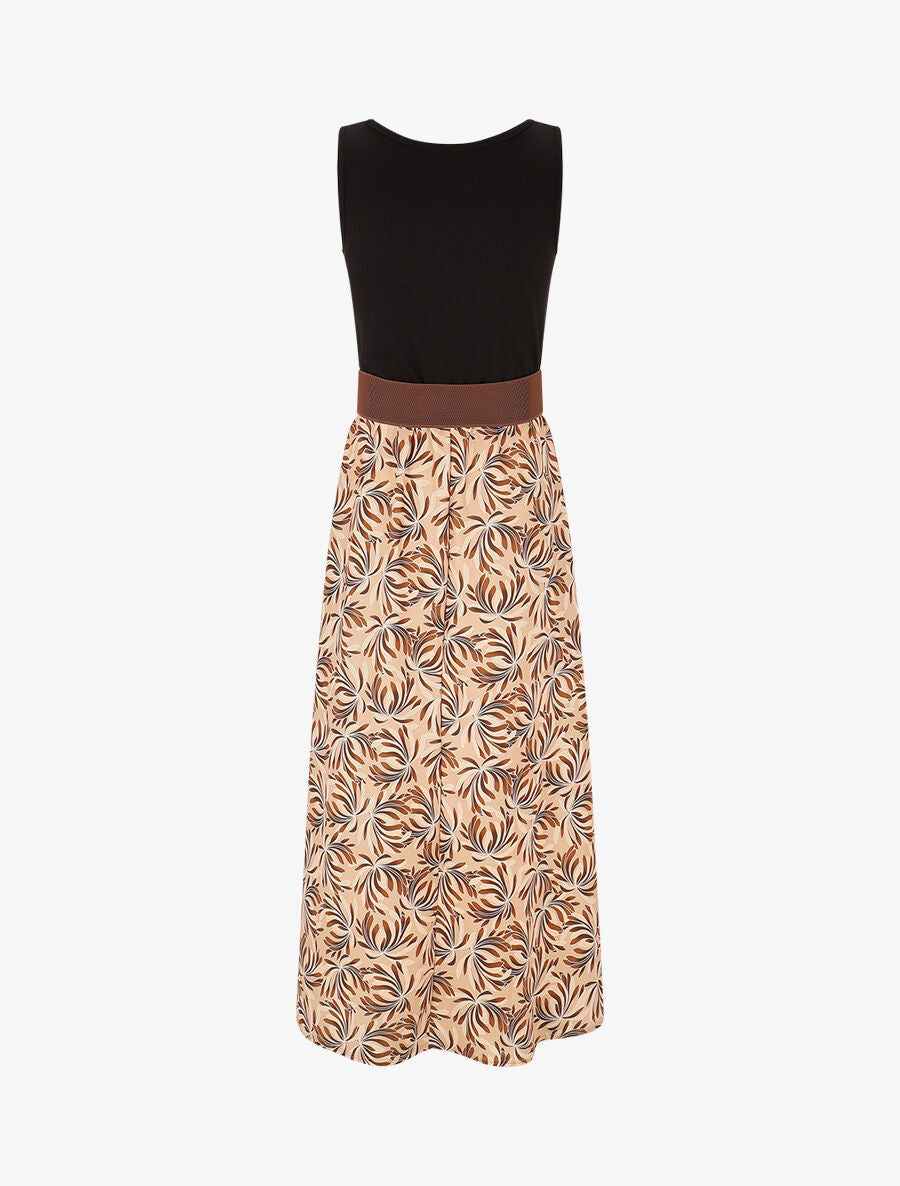 Robe bicolore imprimé floral - Marron - 2