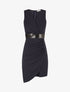 Robe asymétrique à taille en sequins - Marine - 4