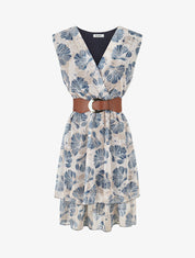 Robe irisée sans manches à imprimé fleurs - Marine - 4
