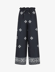 Pantalon imprimé fantaisie à taille élastiquée - Marine - 1