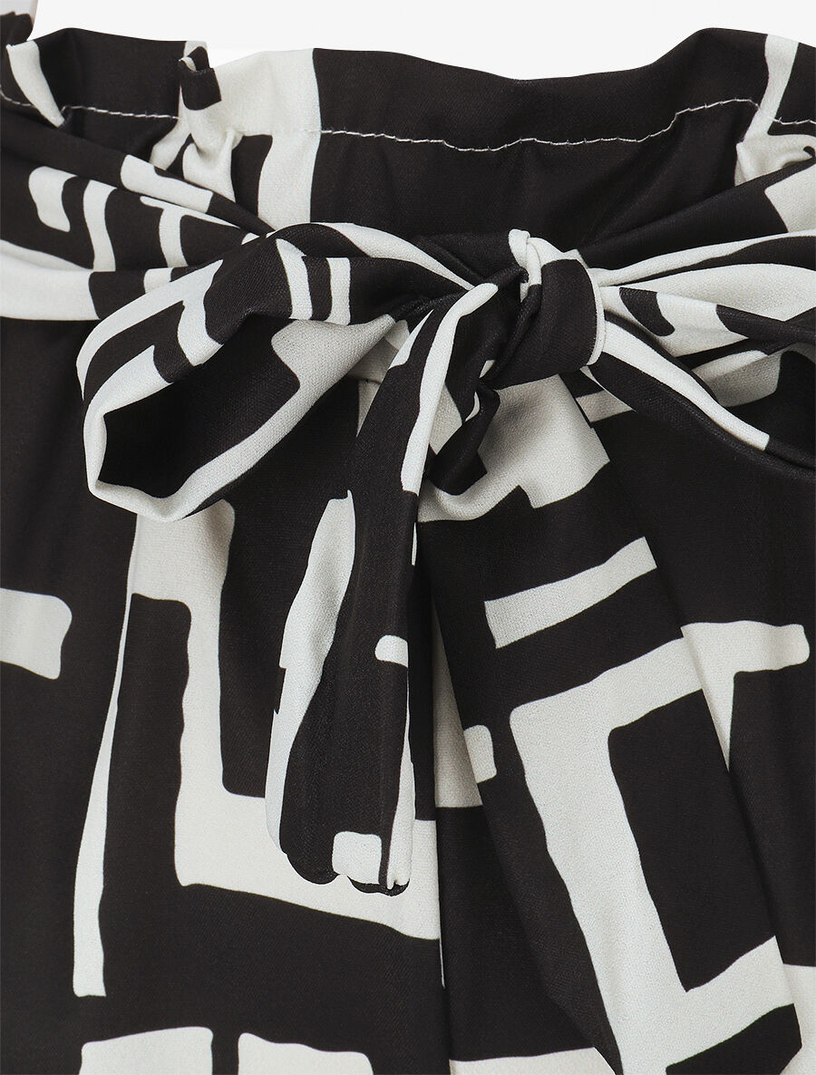 Pantalon fluide à imprimé graphique - Noir - 3