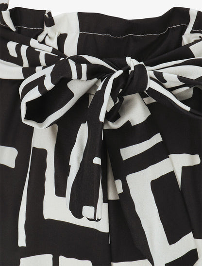 Pantalon fluide à imprimé graphique - Noir - 3