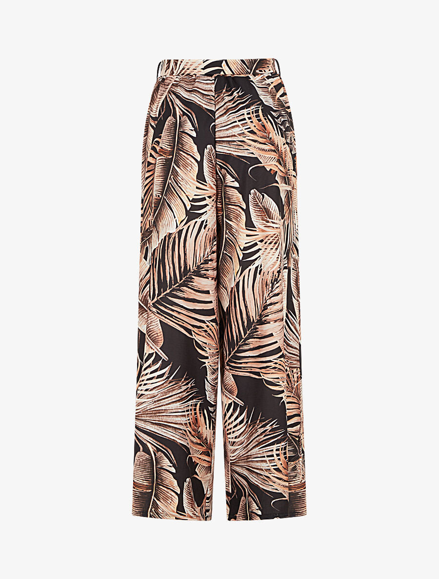 Pantalon ample à imprimé tropical - Noir - 2