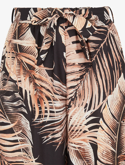 Pantalon ample à imprimé tropical - Noir - 3