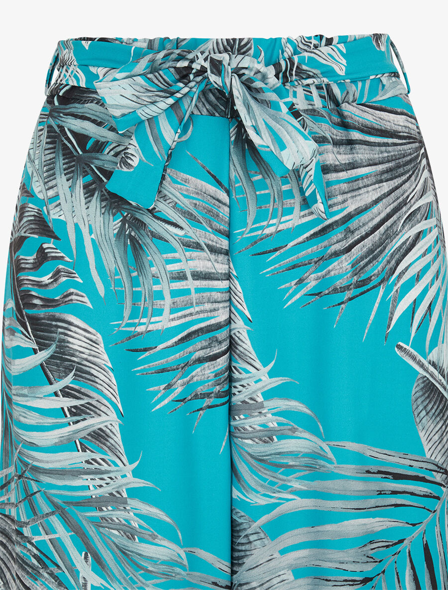 Pantalon ample à imprimé tropical - Turquoise - 3