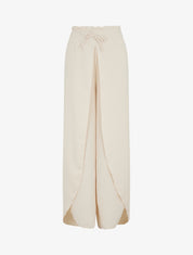 Pantalon tulipe uni à taille élastiquée - Beige - 1