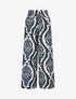 Pantalon à taille haute élastiquée imprimé abstrait - Marine - 1