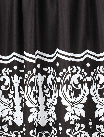 Robe midi évasée sans manches imprimé floral - Noir - 3
