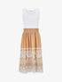 Robe midi évasée sans manches imprimé floral - Beige - 1