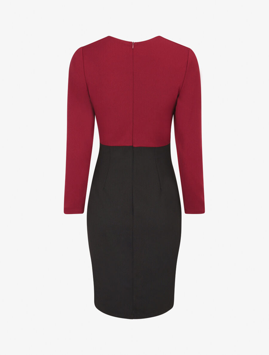 Robe fourreau à taille cintrée - Lie de vin - 2