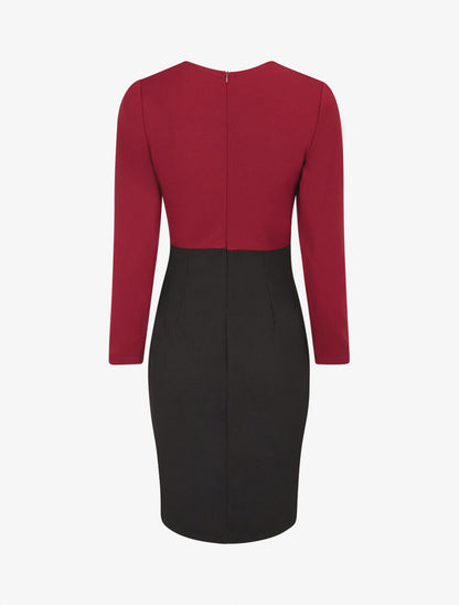 Robe fourreau à taille cintrée - Lie de vin - 2