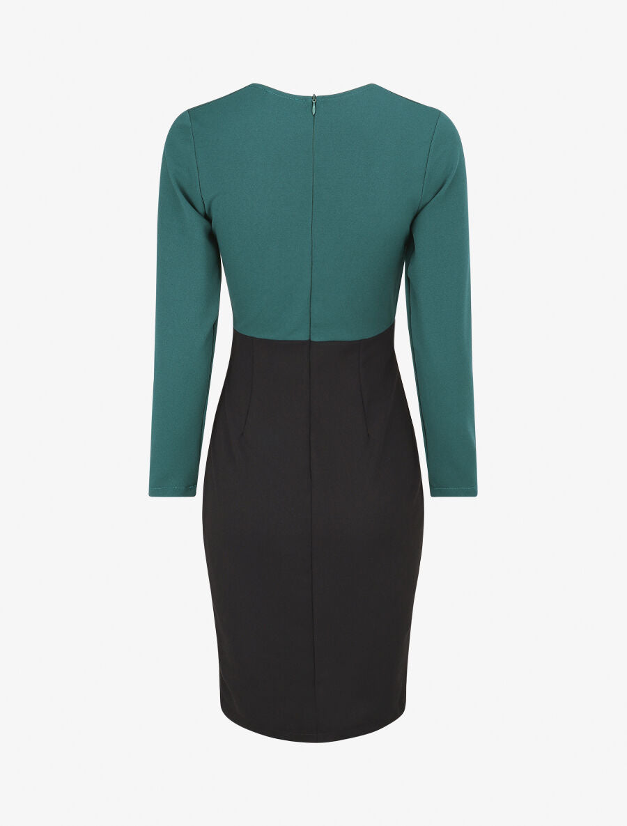 Robe fourreau à taille cintrée - Vert - 2