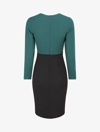 Robe fourreau à taille cintrée - Vert - 2