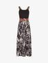 Robe longue à bretelles brodées imprimé tropical - Noir - 1