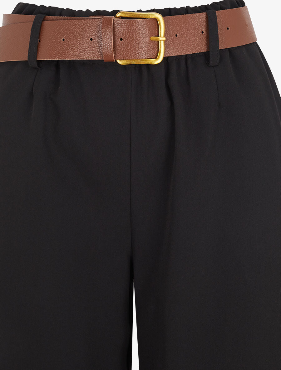 Pantalon long uni élastiqué - Noir - 3