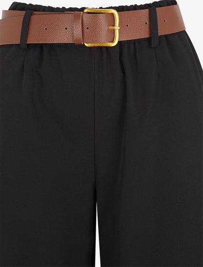 Pantalon long uni élastiqué - Noir - 3