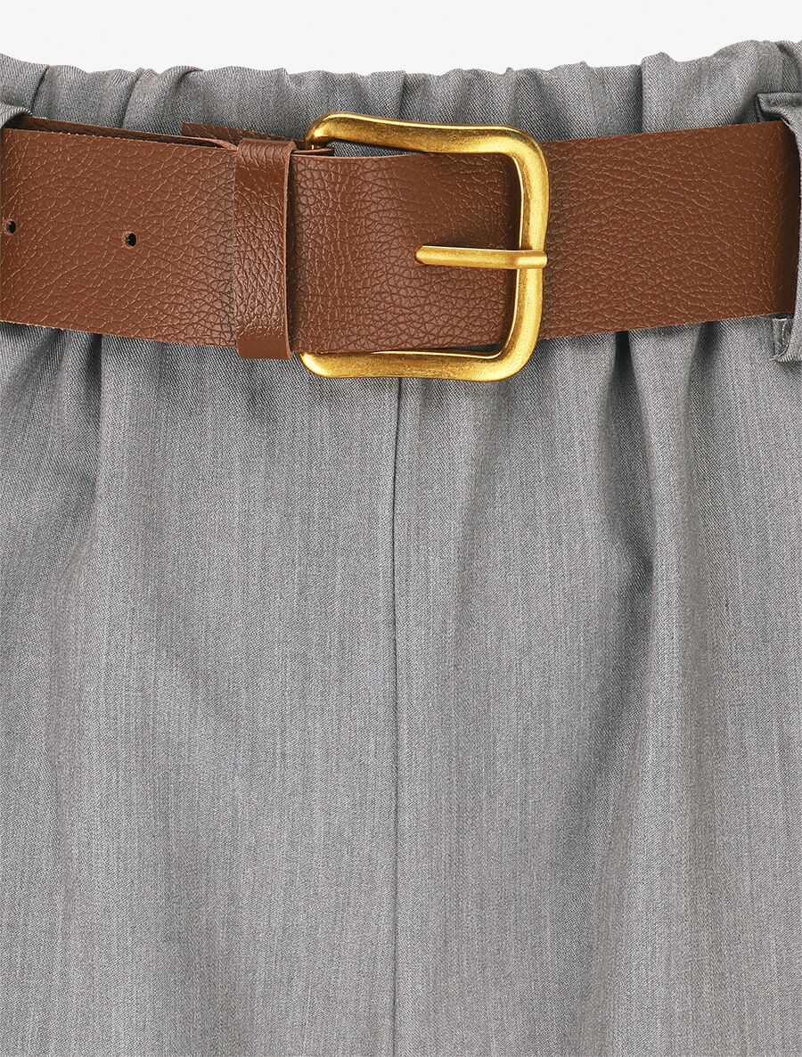 Pantalon long uni élastiqué - Gris - 3