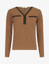 Pull fin côtelé à détails irisés - Camel - 4